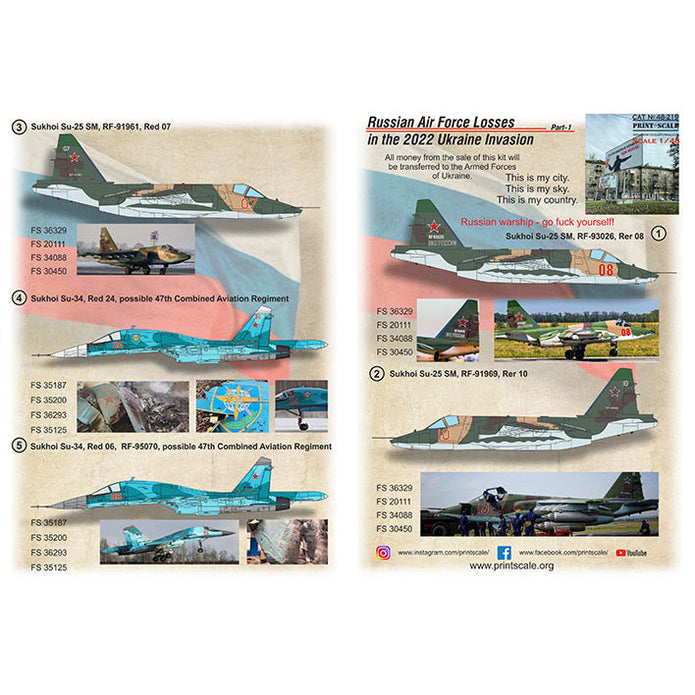 Print Scale 48-219 Decal 1:48 Russian Air Forces Losses in the 2022 Ukraine Invasion Part 1