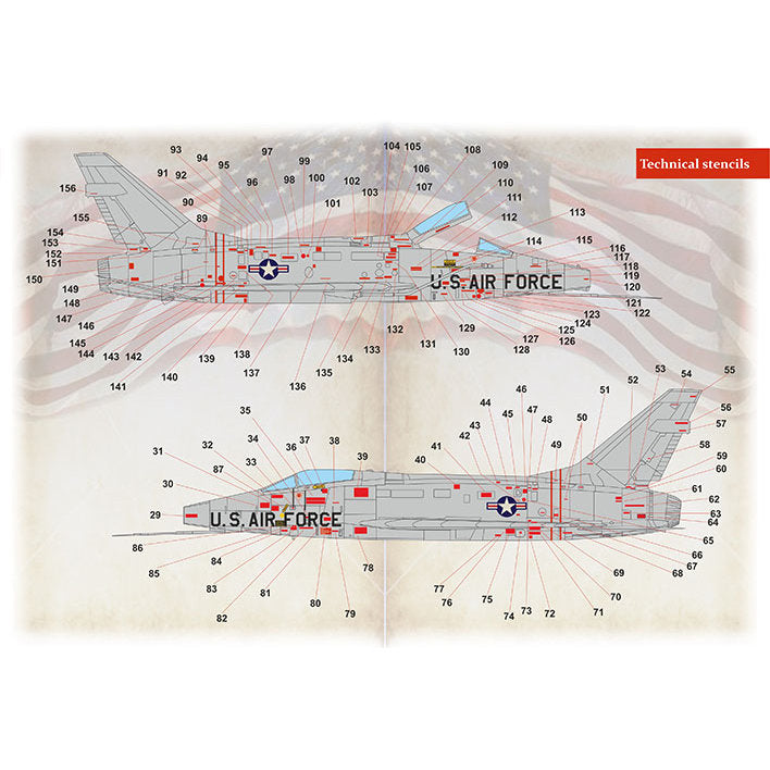 Print Scale 48-221 Decal F-100 Super Sabre technical stencils 2 leaf Scale 1:48 for Aircraft Plastic model kit