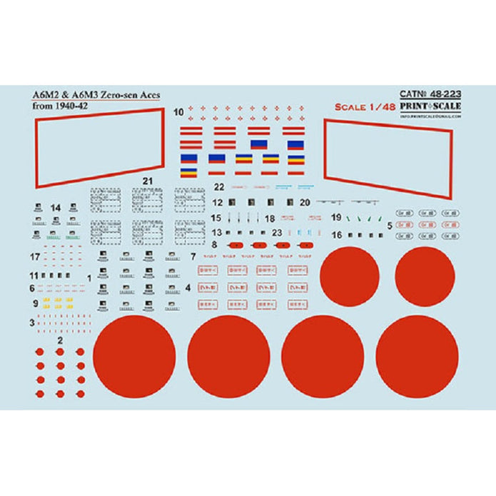 Print Scale 48-223 Decal 1:48 A6M Zero-Sen Aces Part 1 The complete set 1.5 leaf