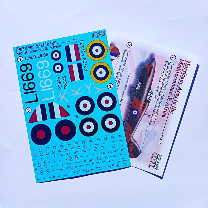 Print Scale 48-225 Decal Hurricane Aces of the MTO and Africa Part 1 Scale 1:48 for Aircraft Plastic model kit