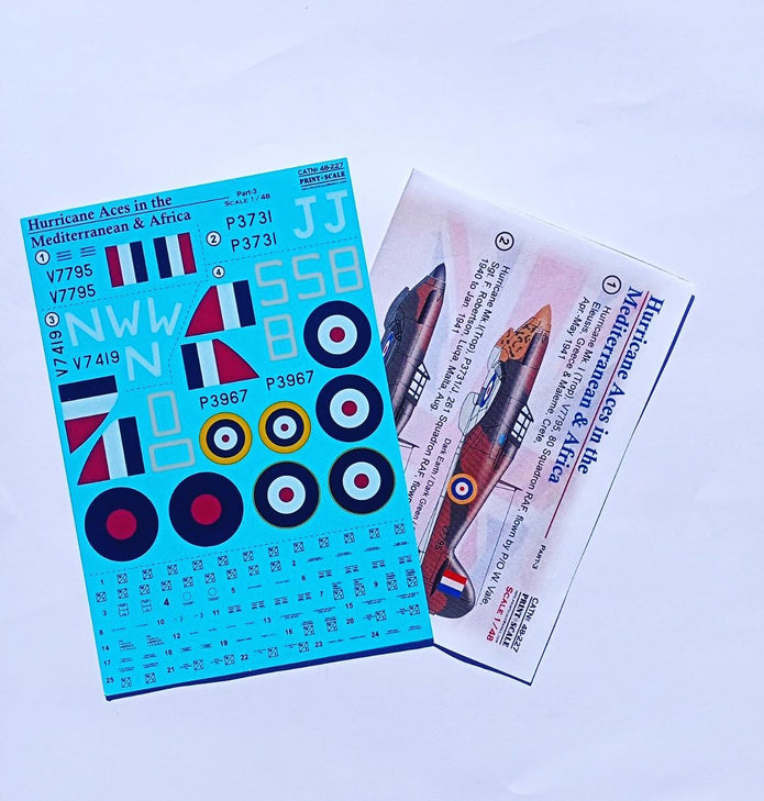 Print Scale 48-227 Decal Hurricane Aces of the MTO and Africa Part 3 Scale 1:48 for Aircraft Plastic model kit