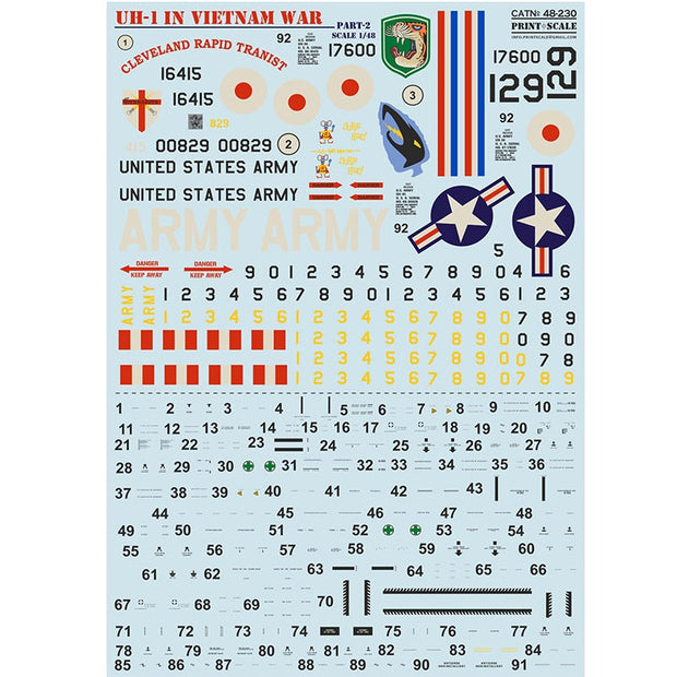 Print Scale 48-230 Decal UH-1 Huey in Vietnam War Part 2 Scale 1:48 for Helicopter Plastic model kit