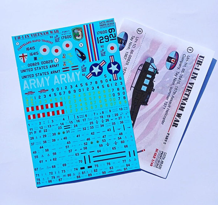 Print Scale 48-230 Decal UH-1 Huey in Vietnam War Part 2 Scale 1:48 for Helicopter Plastic model kit