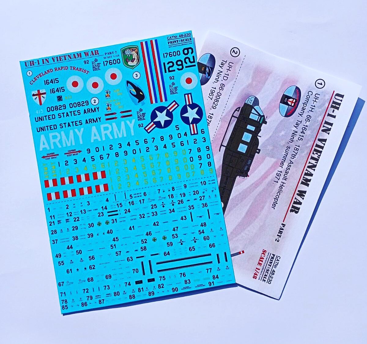 Print Scale 48-230 Decal UH-1 Huey in Vietnam War Part 2 Scale 1:48 for Helicopter Plastic model kit