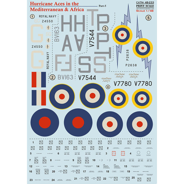 Print Scale 48-233 Decal 1:48 Hurrican Africa Aces Part 5 for Aircraft Plastic model kit