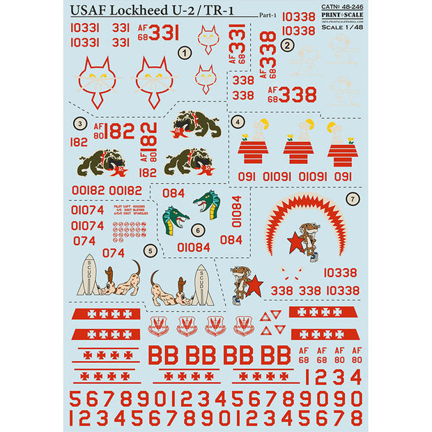 Print Scale 48-246 Decal USAF Lockheed U2/TR-1 Part 1 Scale 1:48 for Aircraft Plastic model kit