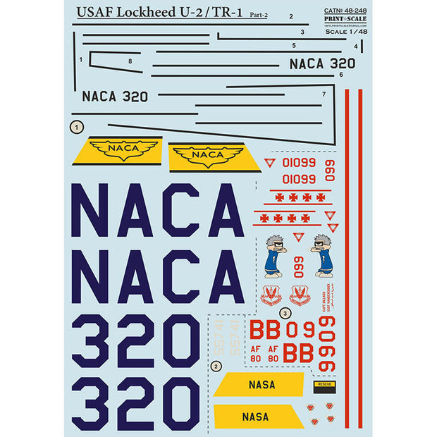 Print Scale 48-248 Decal USAF Lockheed U2/TR-1 Part 2 Scale 1:48 for Aircraft Plastic model kit