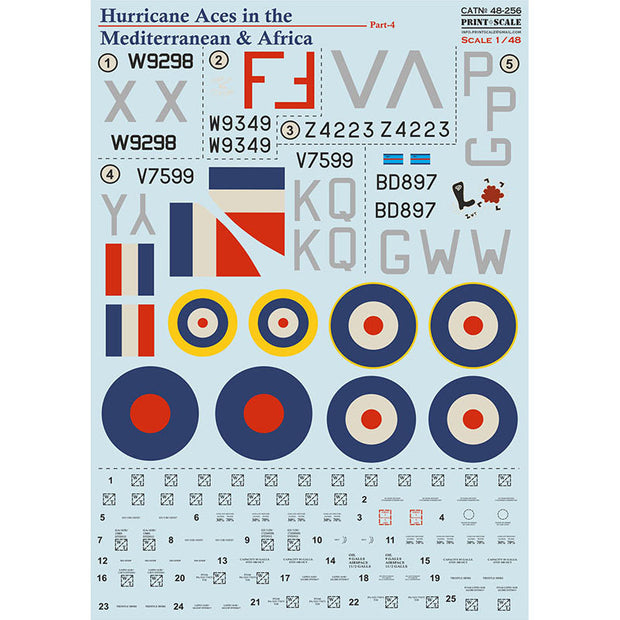 Print Scale 48-256 Decal 1:48 Hurricane Aces in the Mediterranean & Africa Part 4