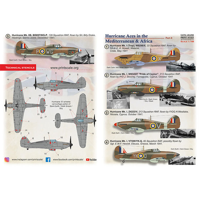 Print Scale 48-256 Decal 1:48 Hurricane Aces in the Mediterranean & Africa Part 4