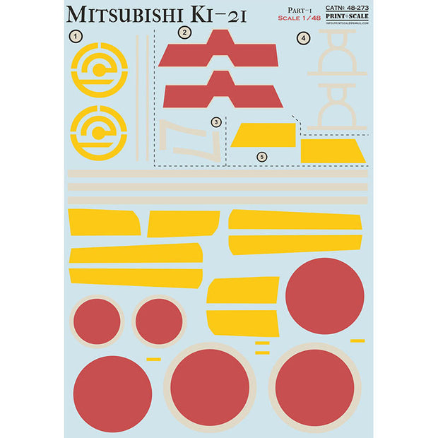 Print Scale 48-273 Decal Mitsubishi Ki-21 Part 1 Scale 1:48 for Aircraft Plastic model kit