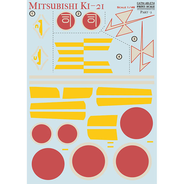 Print Scale 48-274 Decal Mitsubishi Ki-21 Part 2  Scale 1:48 for Aircraft Plastic model kit