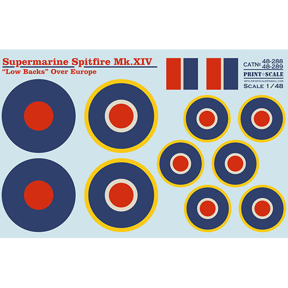 Print Scale 48-289 Decal 1:48 Supermarin Spitfire Mk.XIV Low Backs Part 2 The complete set 1.5 leaf