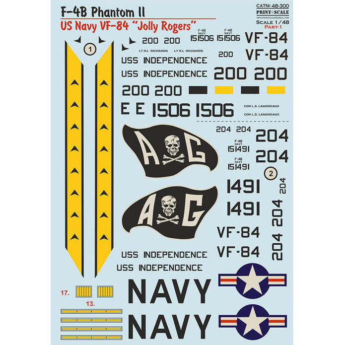 Print Scale 48-300 Decal 1:48 F-4B Phantom II US NAVY VF-84 "Jolly Rogers" Part 1