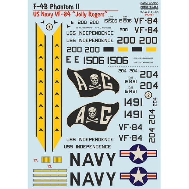 Print Scale 48-300 Decal 1:48 F-4B Phantom II US NAVY VF-84 "Jolly Rogers" Part 1