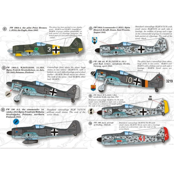Print Scale 72-002 Decal Focke-Wulf FW 190 A2-A9 Scale 1:72 for Aircraft Plastic model kit