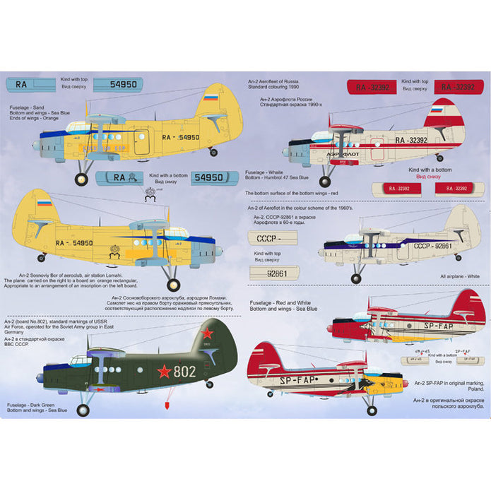 Print Scale 72-004 Decal 1:72 Antonov An-2 Two sheets, the general complete set for Aircraft Plastic model kit