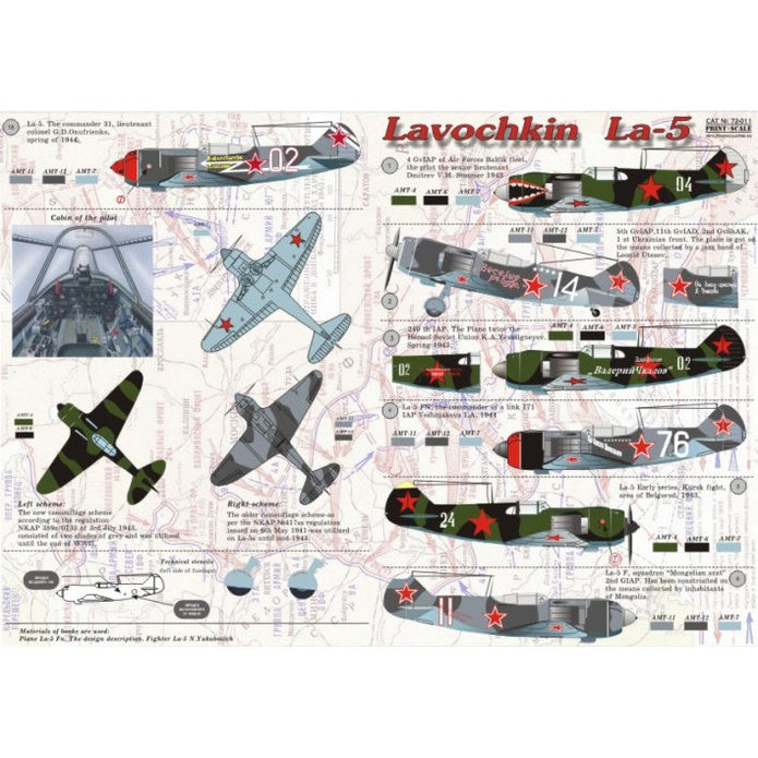 Print Scale 72-011 Decal La-5 Scale 1:72 for Aircraft Plastic model kit
