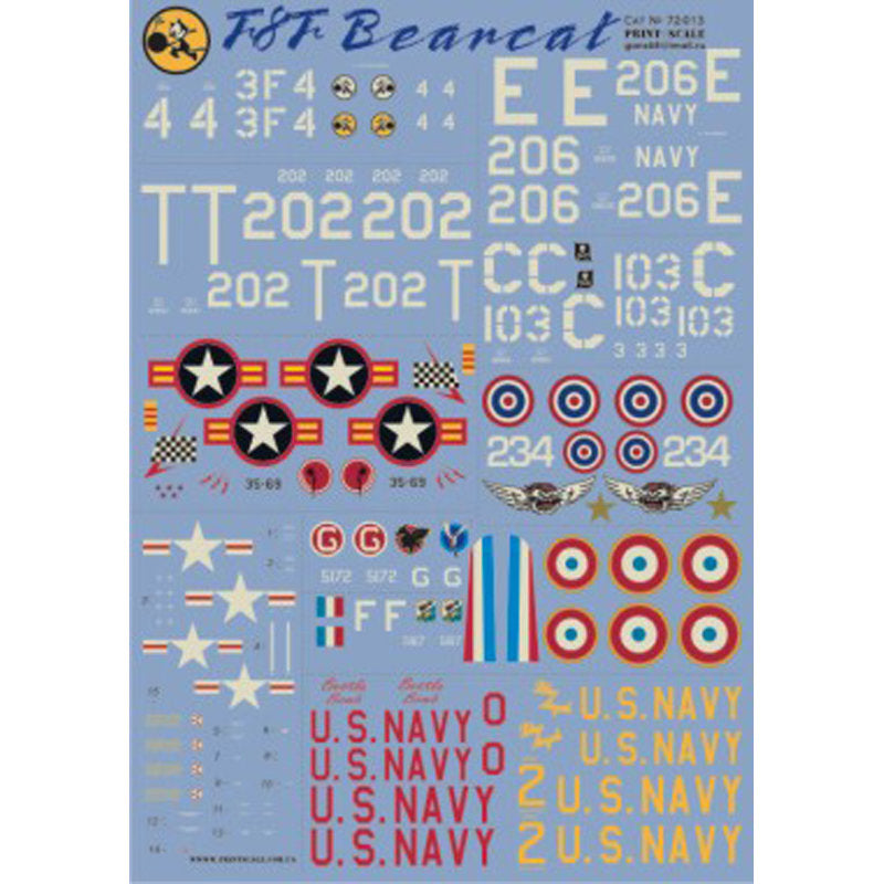 Print Scale 72-013 Decal F8F Bearcat Scale 1:72 for Aircraft Plastic model kit