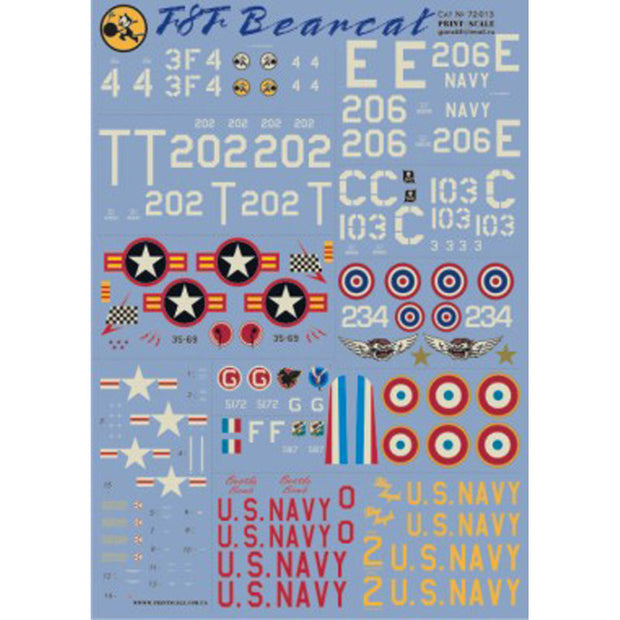Print Scale 72-013 Decal F8F Bearcat Scale 1:72 for Aircraft Plastic model kit