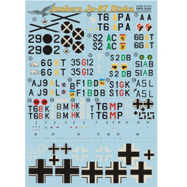 Print Scale 72-014 Decal Junkers Ju-87 Stuka Scale 1:72 for Aircraft Plastic model kit