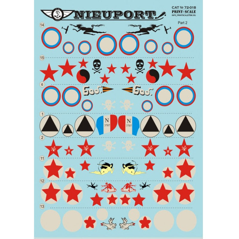 Print Scale 72-018 Decal Nieuport 17-25 biz Part 2 Scale 1:72 for Aircraft Plastic model kit