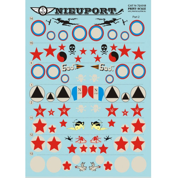 Print Scale 72-018 Decal Nieuport 17-25 biz Part 2 Scale 1:72 for Aircraft Plastic model kit