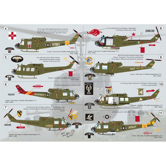 Print Scale 72-019 Decal Bell UH-1 Huey Scale 1:72 for Helicopter Plastic model kit