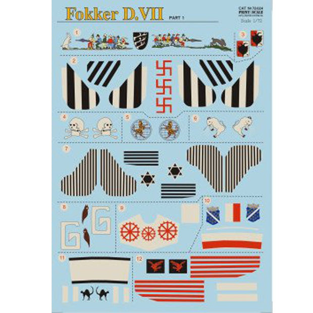 Print Scale 72-024 Decal Fokker D VII Part 1 The complete set 4 leaf Scale 1:72 for Aircraft Plastic model kit