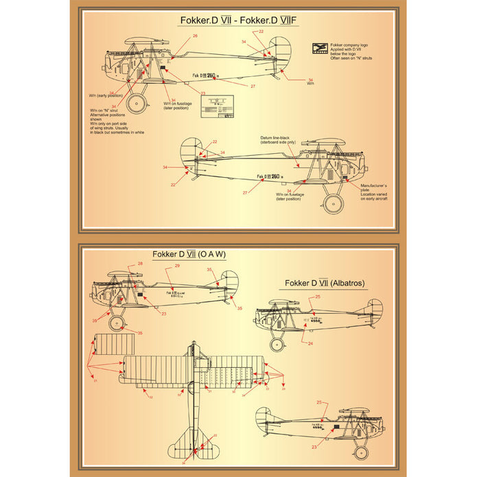 Print Scale 72-024 Decal Fokker D VII Part 1 The complete set 4 leaf Scale 1:72 for Aircraft Plastic model kit