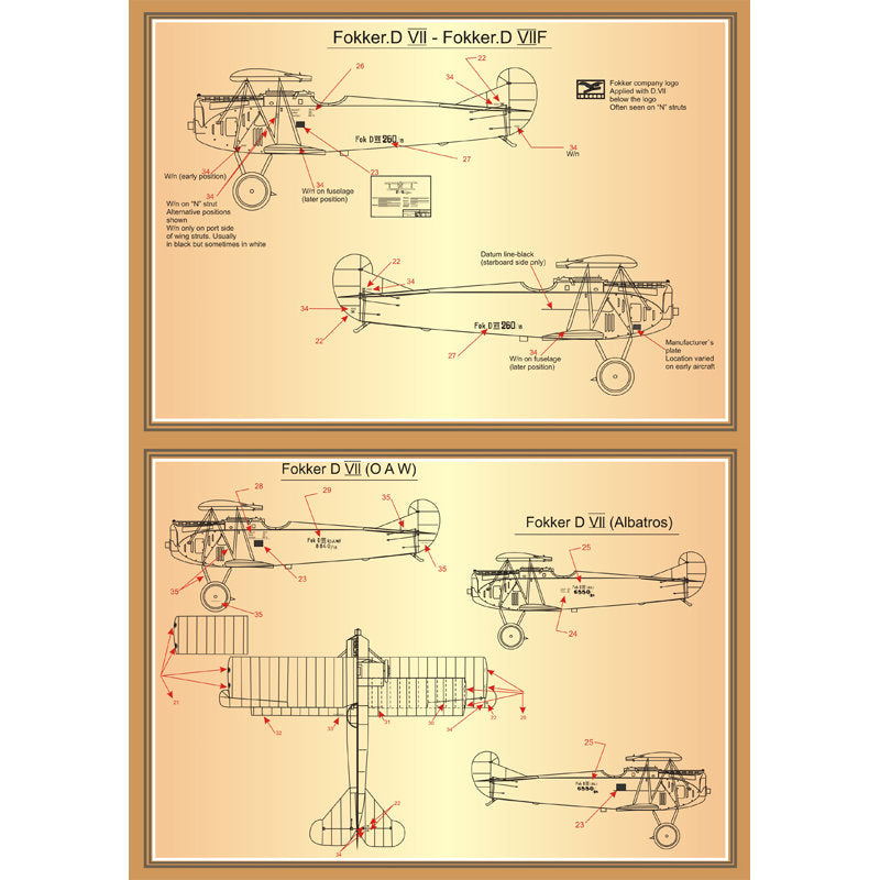Print Scale 72-024 Decal Fokker D VII Part 1 The complete set 4 leaf Scale 1:72 for Aircraft Plastic model kit
