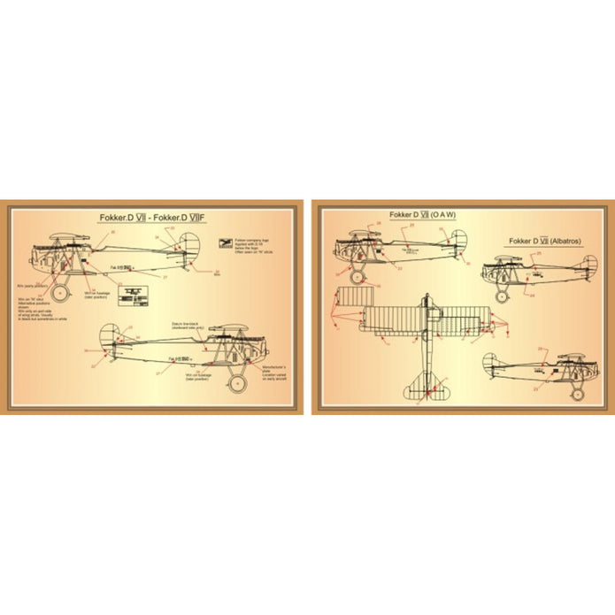 Print Scale 72-025 Decal Fokker D VII Part 2 The complete set 3 leaf Scale 1:72 for Aircraft Plastic model kit