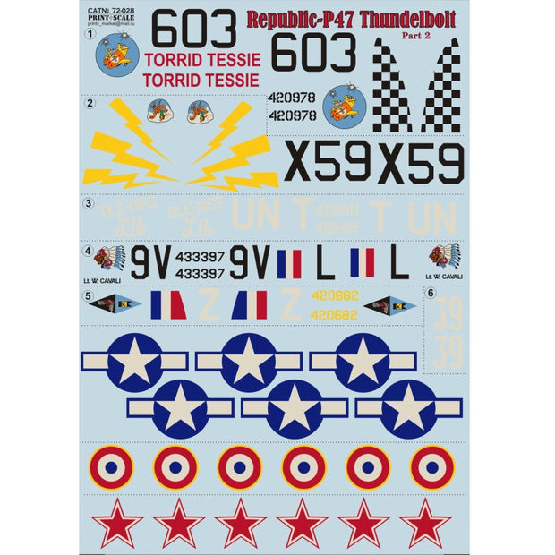 Print Scale 72-028 Decal Republic P-47 Thunderbolt Part 2 Scale 1:72 for Aircraft Plastic model kit
