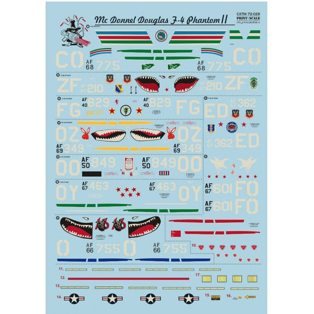 Print Scale 72-029 Decal McDonnel Douglas F-4 Phantom II in Viet Nam war Scale 1:72 for Aircraft Plastic model kit