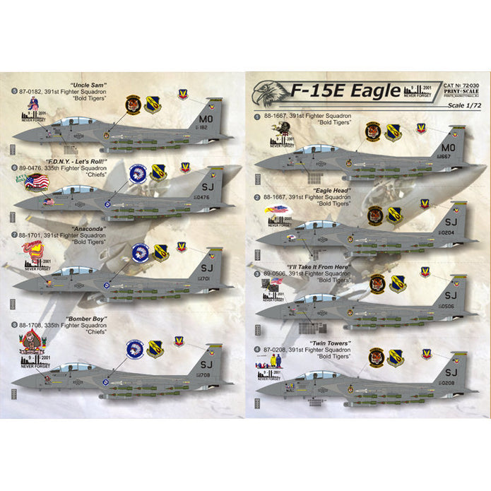 Print Scale 72-030 Decal F-15E EAGLES Scale 1:72 for Aircraft Plastic model kit