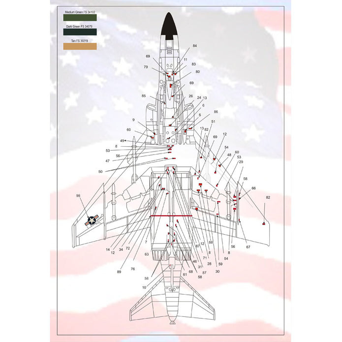 Print Scale 72-031 Decal F-4 Phantom Technical stencils Scale 1:72 for Aircraft Plastic model kit
