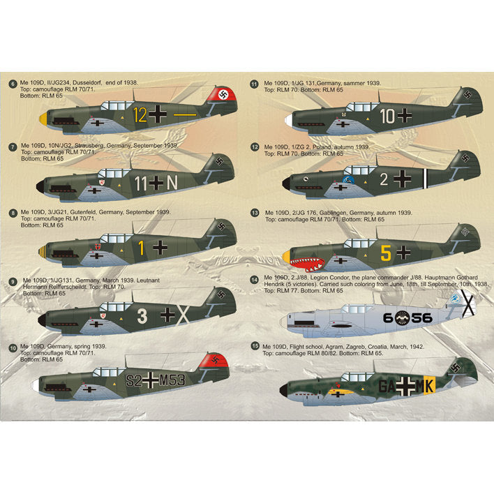 Print Scale 72-032 Decal Messershmit 109 D Scale 1:72 for Aircraft Plastic model kit