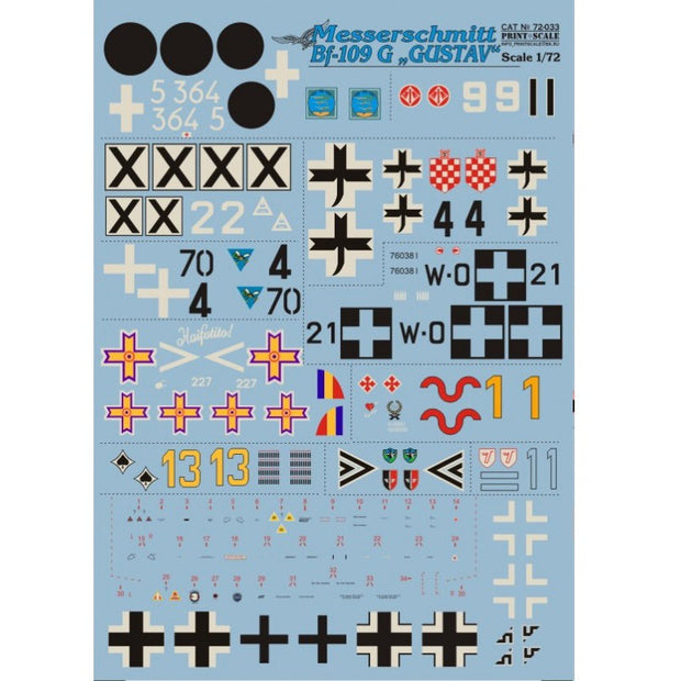 Print Scale 72-033 Decal Messershmit 109 G Scale 1:72 for Aircraft Plastic model kit