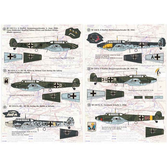 Print Scale 72-035 Decal Messershmit Me 110 Scale 1:72 for Aircraft Plastic model kit