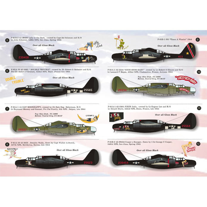 Print Scale 72-036 Decal P-61 Black Widow Scale 1:72 for Aircraft Plastic model kit