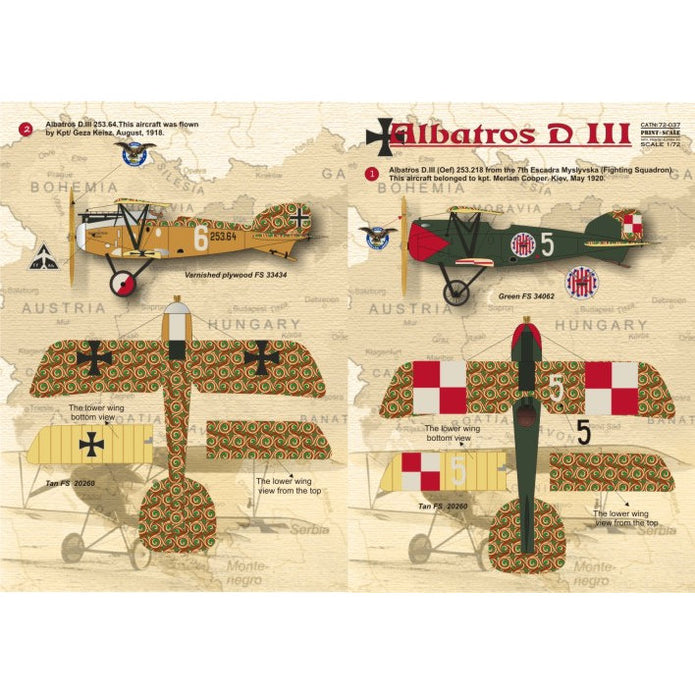 Print Scale 72-037 Decal Albatros D,III Scale 1:72 for Aircraft Plastic model kit