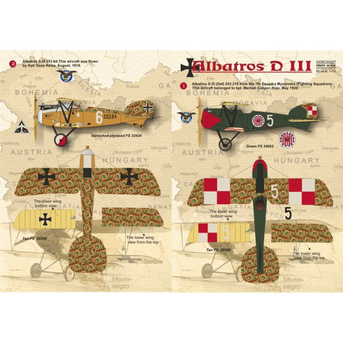 Print Scale 72-037 Decal Albatros D,III Scale 1:72 for Aircraft Plastic model kit