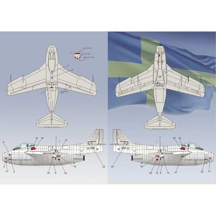 Print Scale 72-038 Decal SAAB J29 Tunnan Scale 1:72 for Aircraft Plastic model kit
