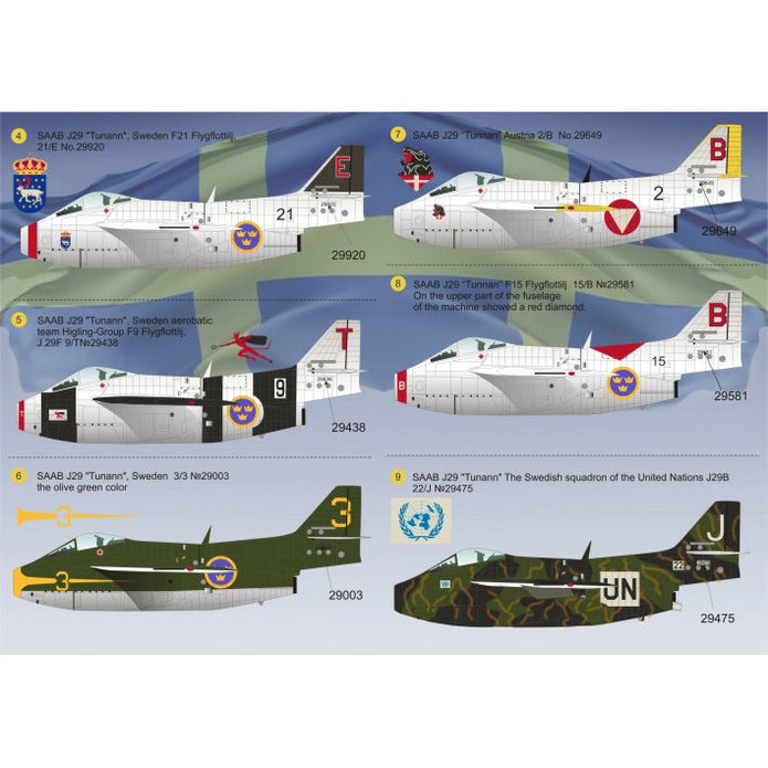 Print Scale 72-038 Decal SAAB J29 Tunnan Scale 1:72 for Aircraft Plastic model kit