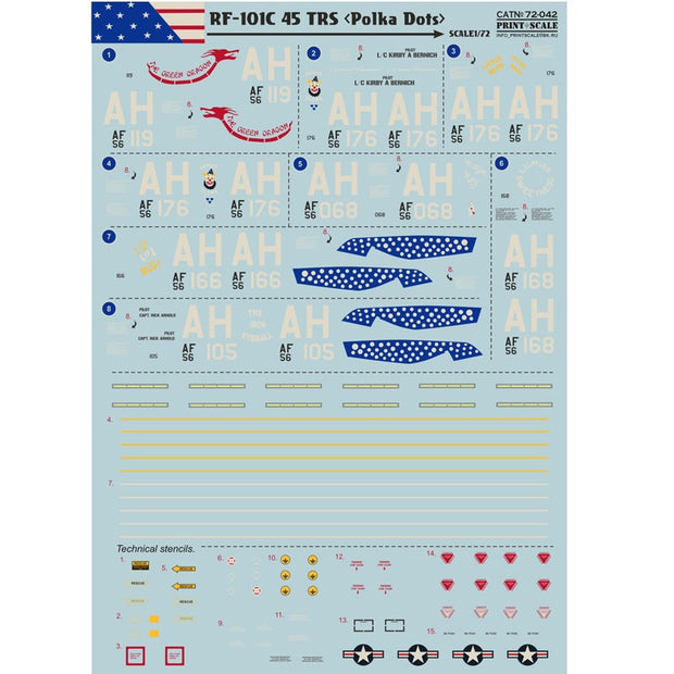 Print Scale 72-042 Decal RF-101C Voodoo Scale 1:72 for Aircraft Plastic model kit