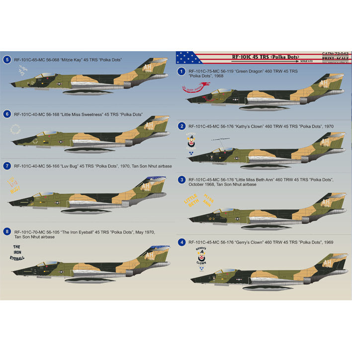 Print Scale 72-042 Decal RF-101C Voodoo Scale 1:72 for Aircraft Plastic model kit