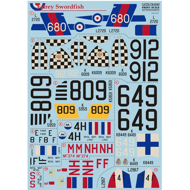 Print Scale 72-043 Decal Fairey Swordfish The complete set 2 leaf Scale 1:72 for Aircraft Plastic model kit