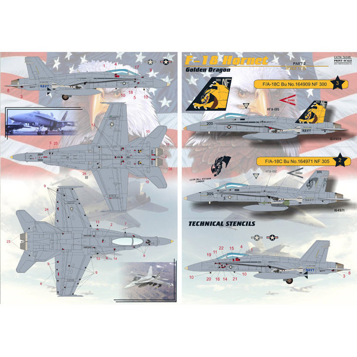 Print Scale 72-045 Decal F-18 Hornet Part 2 Scale 1:72 for Aircraft Plastic model kit