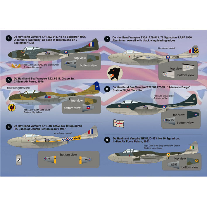 Print Scale 72-047 Decal DE Havilland Vampire. Two seaters Scale 1:72 for Aircraft Plastic model kit