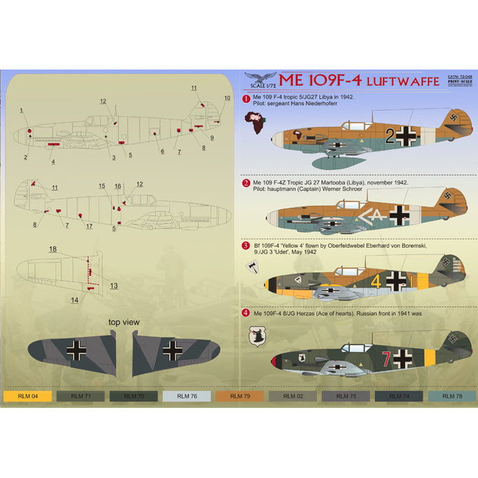 Print Scale 72-049 Decal Messershmit Me 109 F4 Luftwaffe Scale 1:72 for Aircraft Plastic model kit