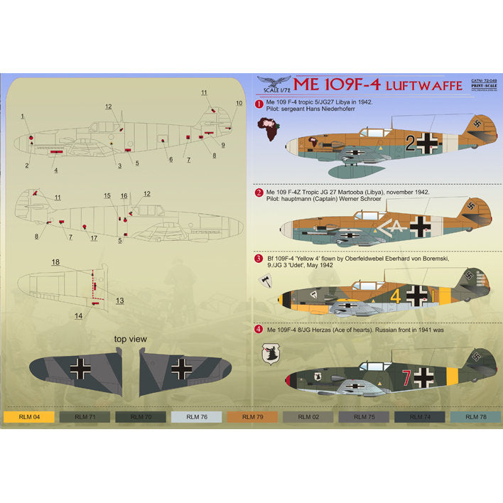 Print Scale 72-049 Decal Messershmit Me 109 F4 Luftwaffe Scale 1:72 for Aircraft Plastic model kit